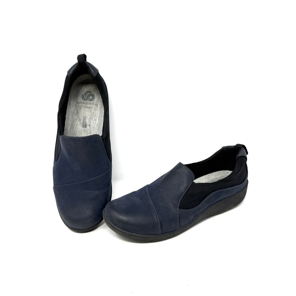 Clarks Cloudsteppers Navy Blue Sillian Paz Flats Slip On Loafers Shoes Womens 9M